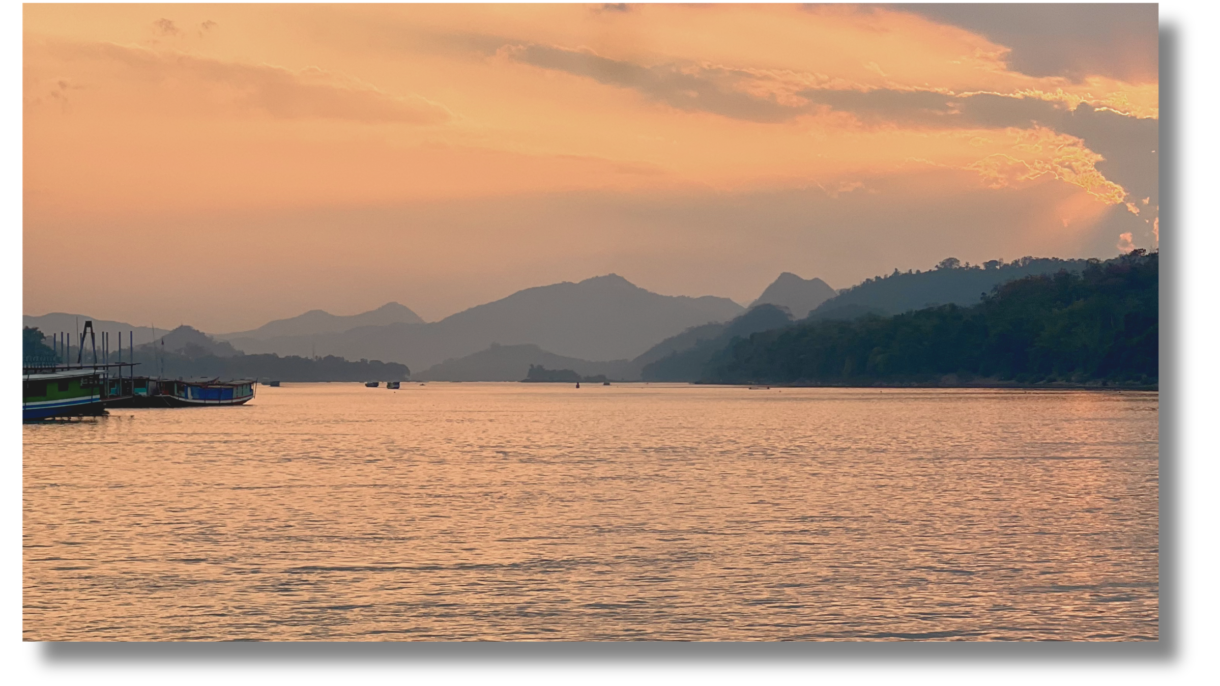 Sunset over the Mekong river in Laos