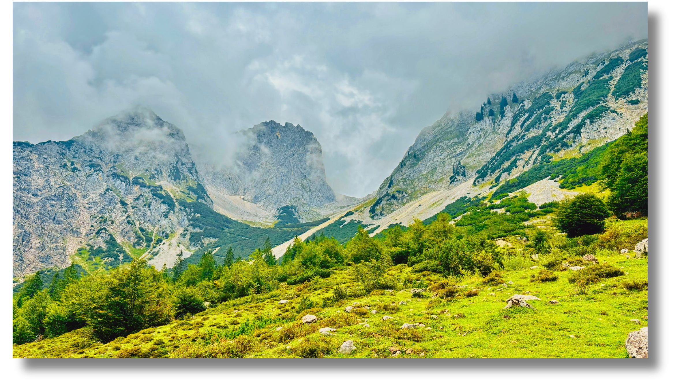 View of the Kaiser Mountain Range, part of the Alps, in Tyrol, Austria